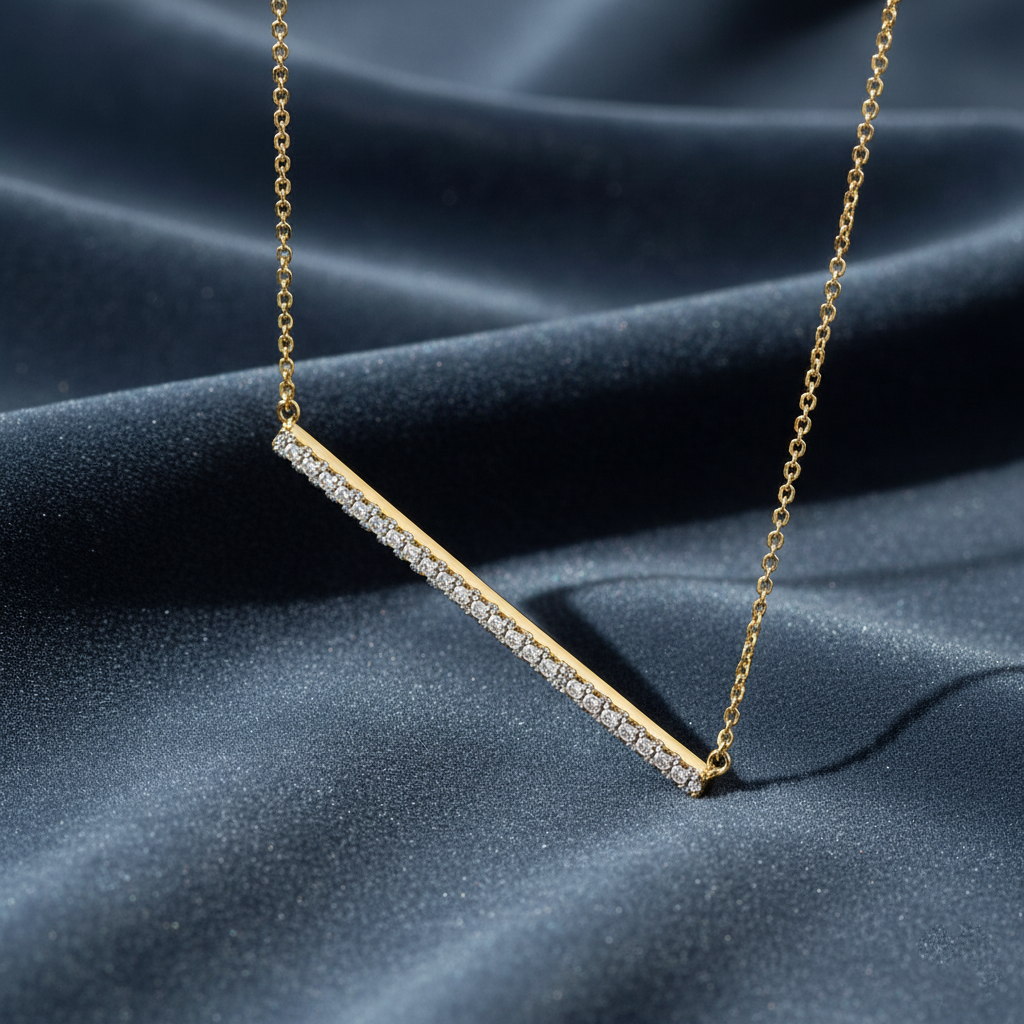 Popular Single Row Diamond Bar Necklace