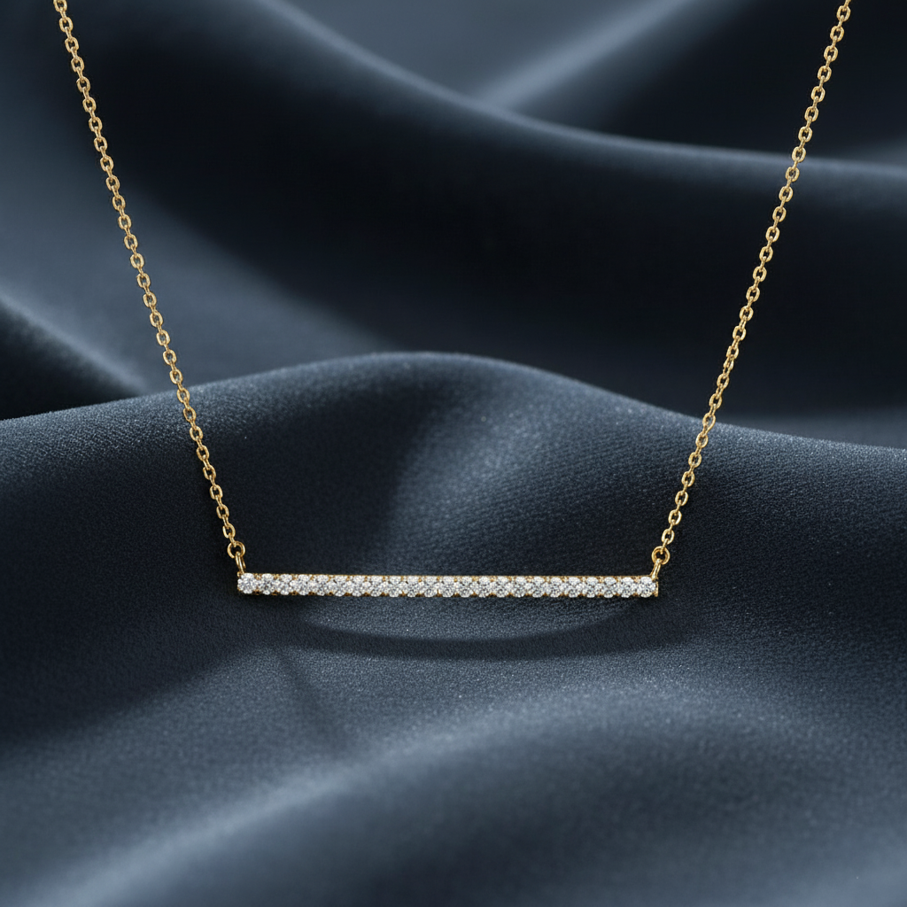 Popular Single Row Diamond Bar Necklace