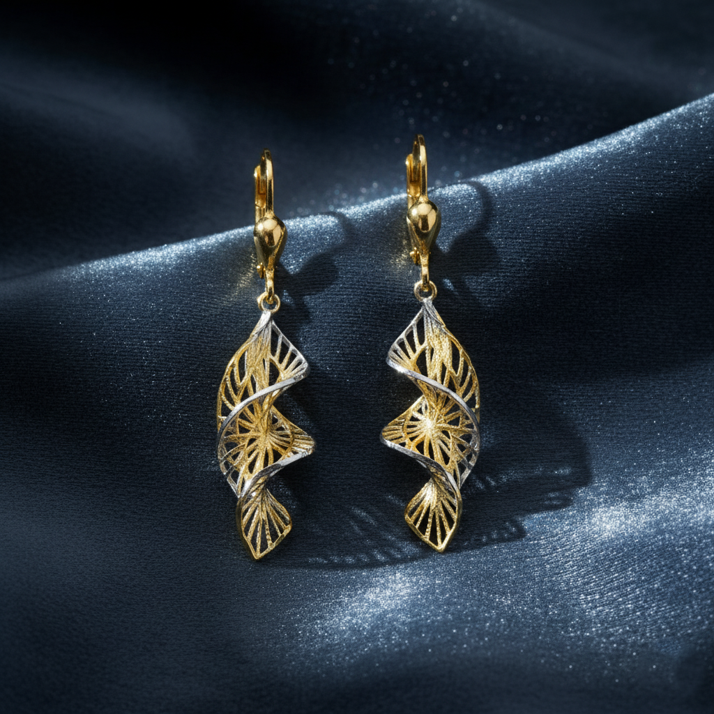 Spiraling Spoke Pattern Gold Drops