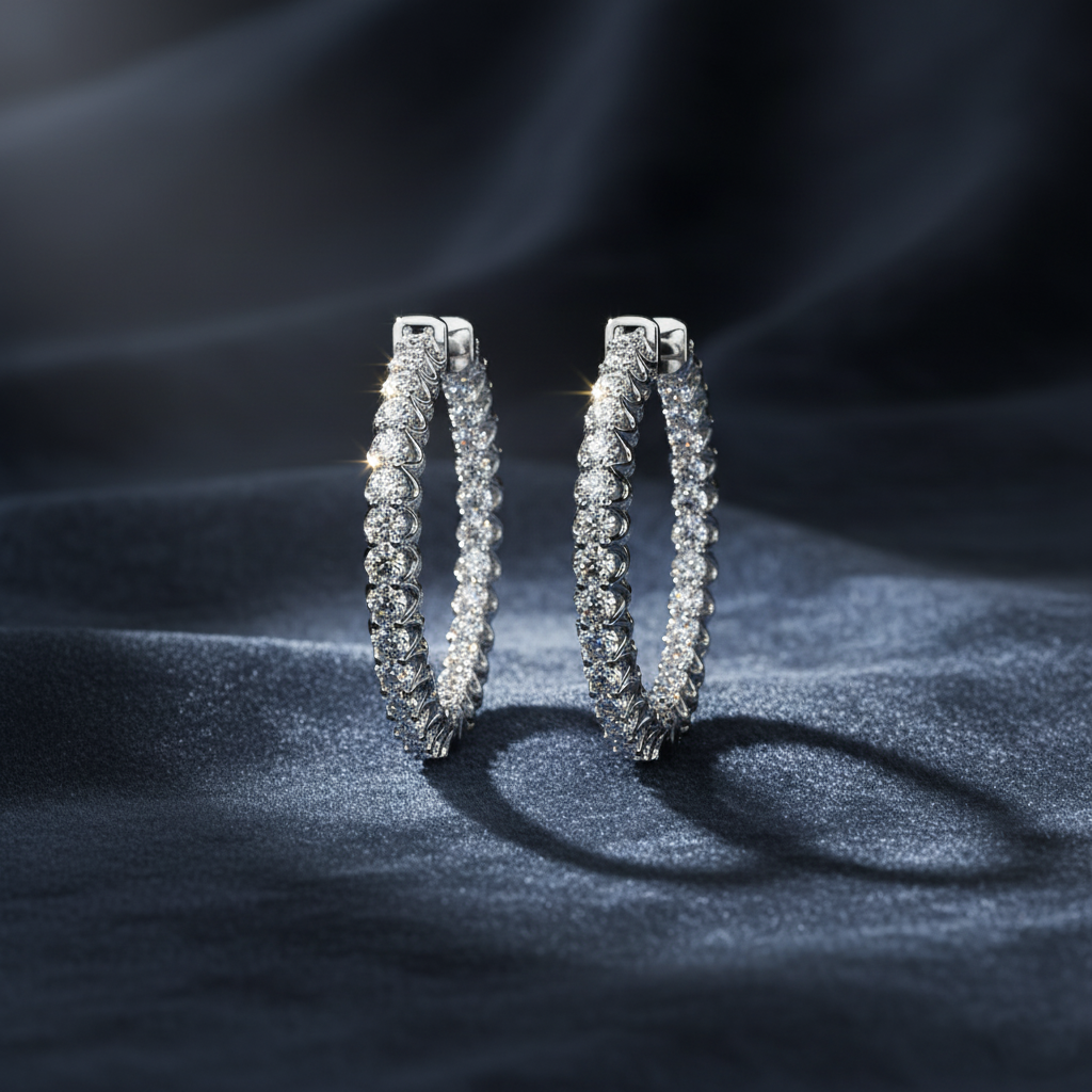 Elegant Statement White Gold Hoop Earrings