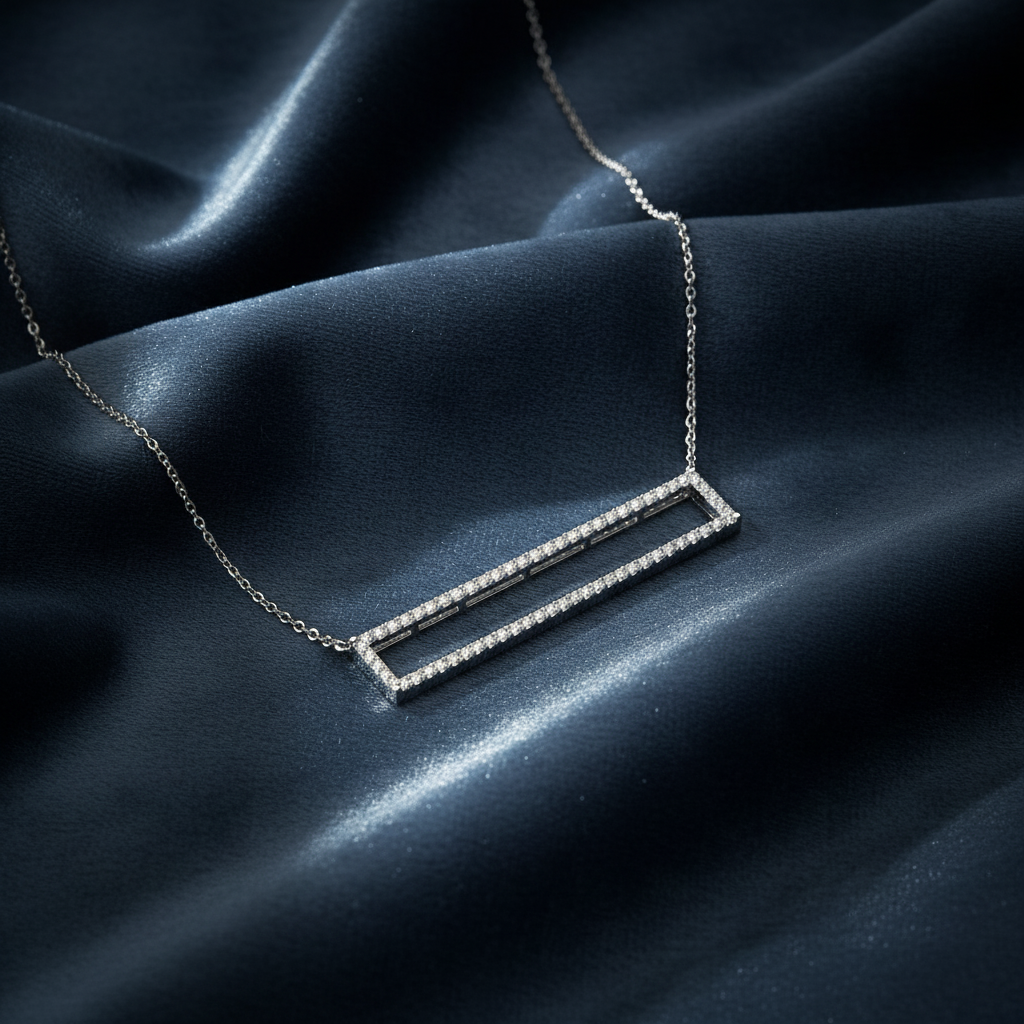 Most Popular Open Rectangle Diamond Pendant Necklace