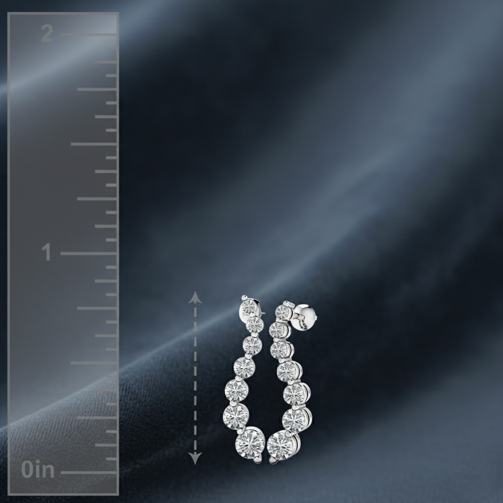 Elegant Curved Diamond Drop Earrings