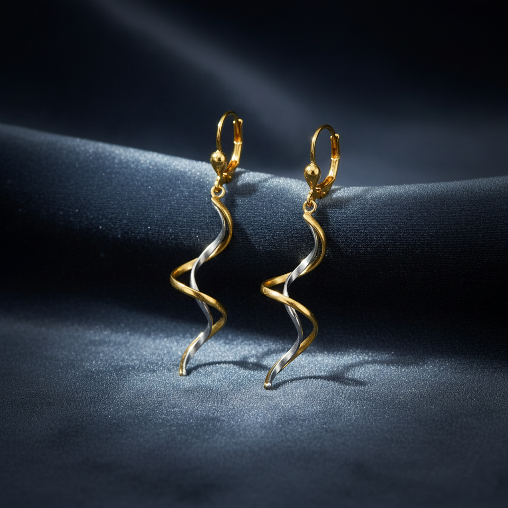 Striking Dual-Tone Spiral Drop Earrings