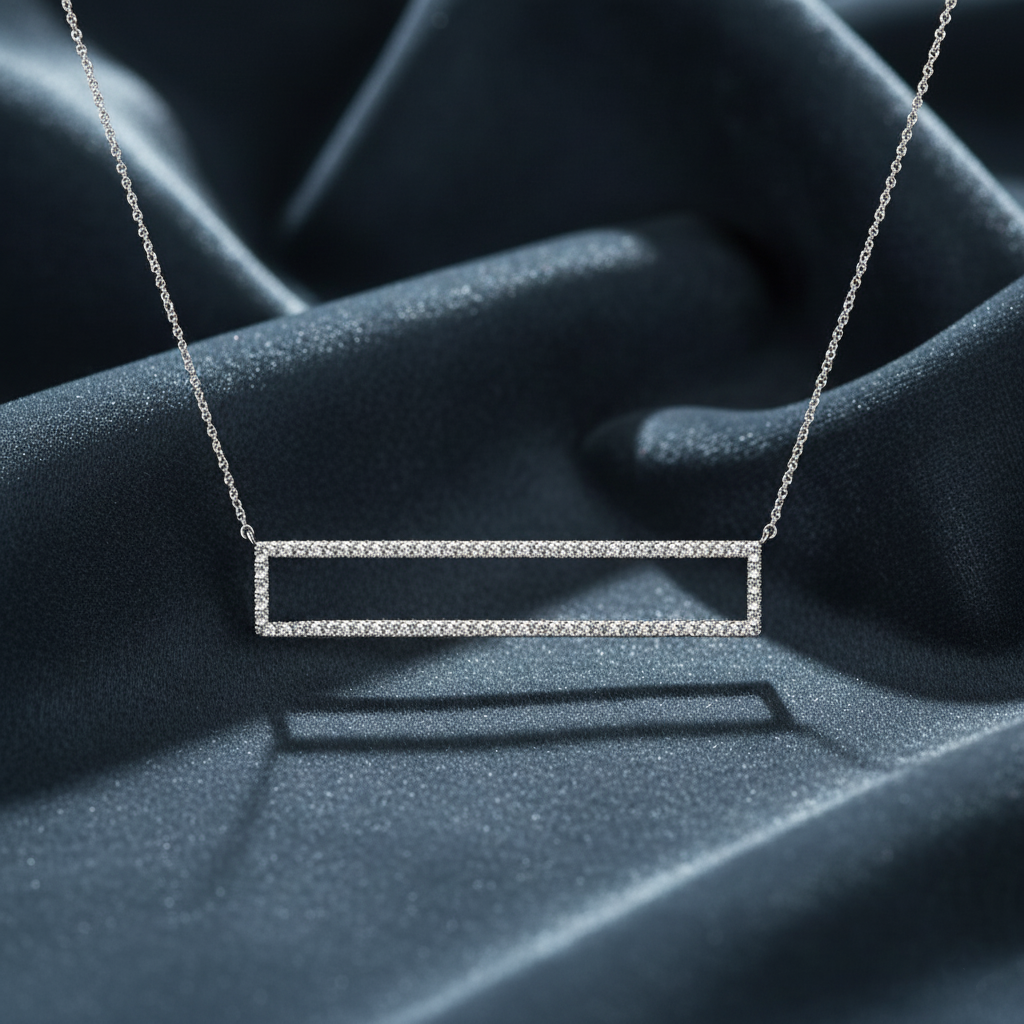 Most Popular Open Rectangle Diamond Pendant Necklace