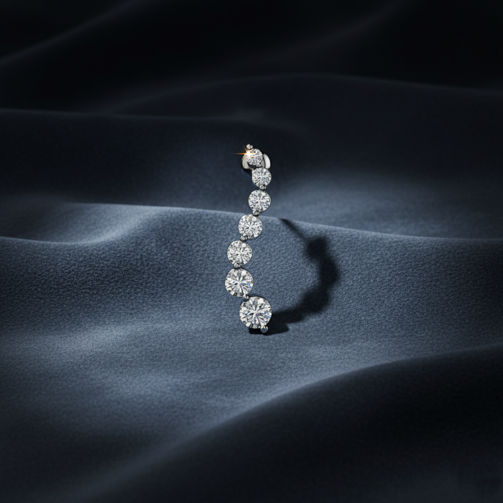 Elegant Curved Diamond Drop Earrings