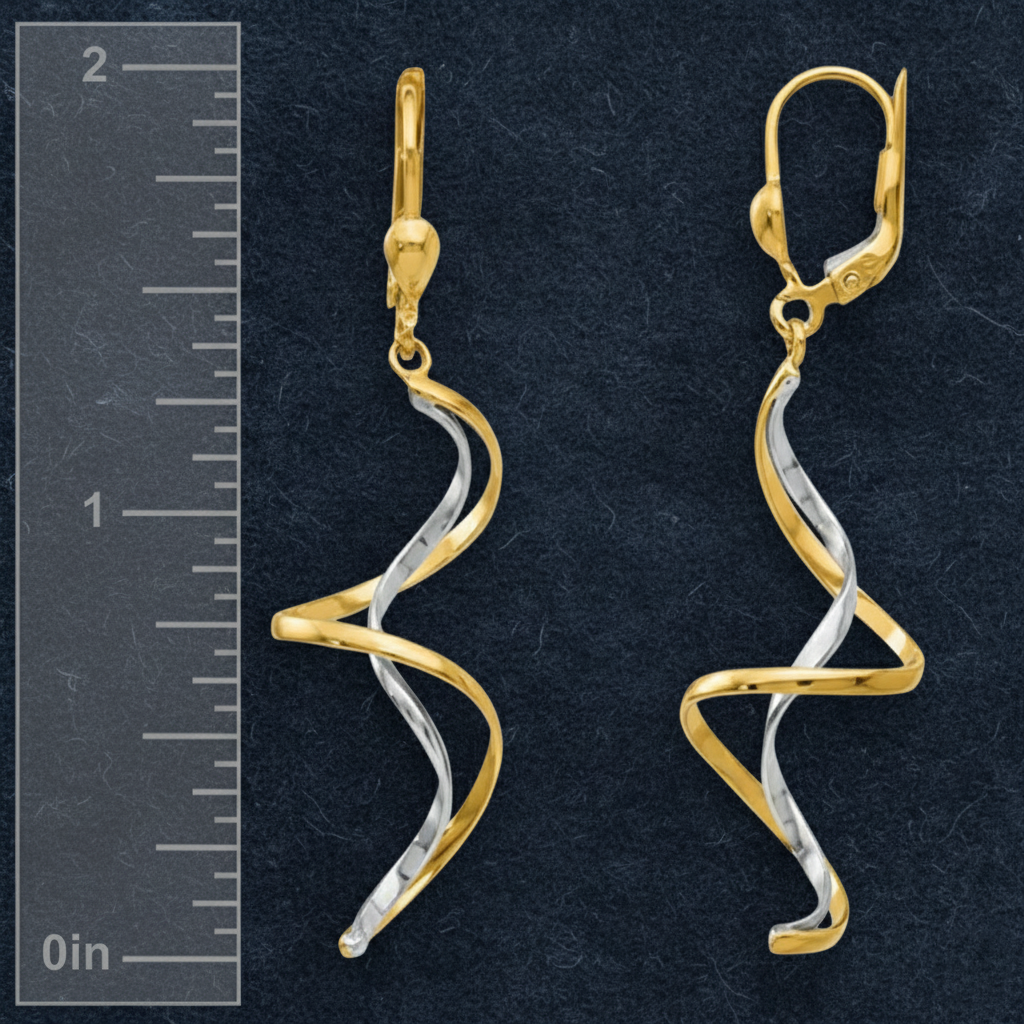 Striking Dual-Tone Spiral Drop Earrings