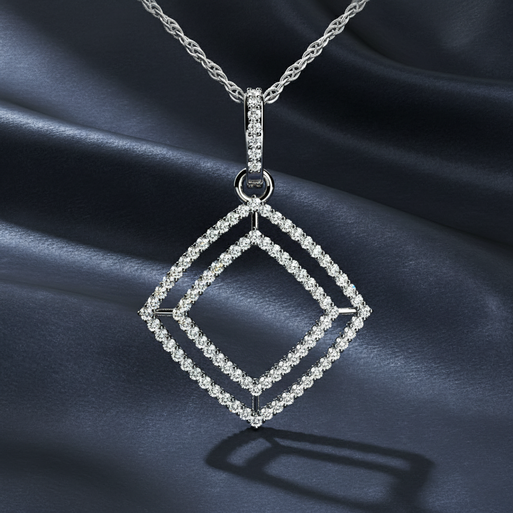 Stylish Geometric Square Shadow Box Pendant