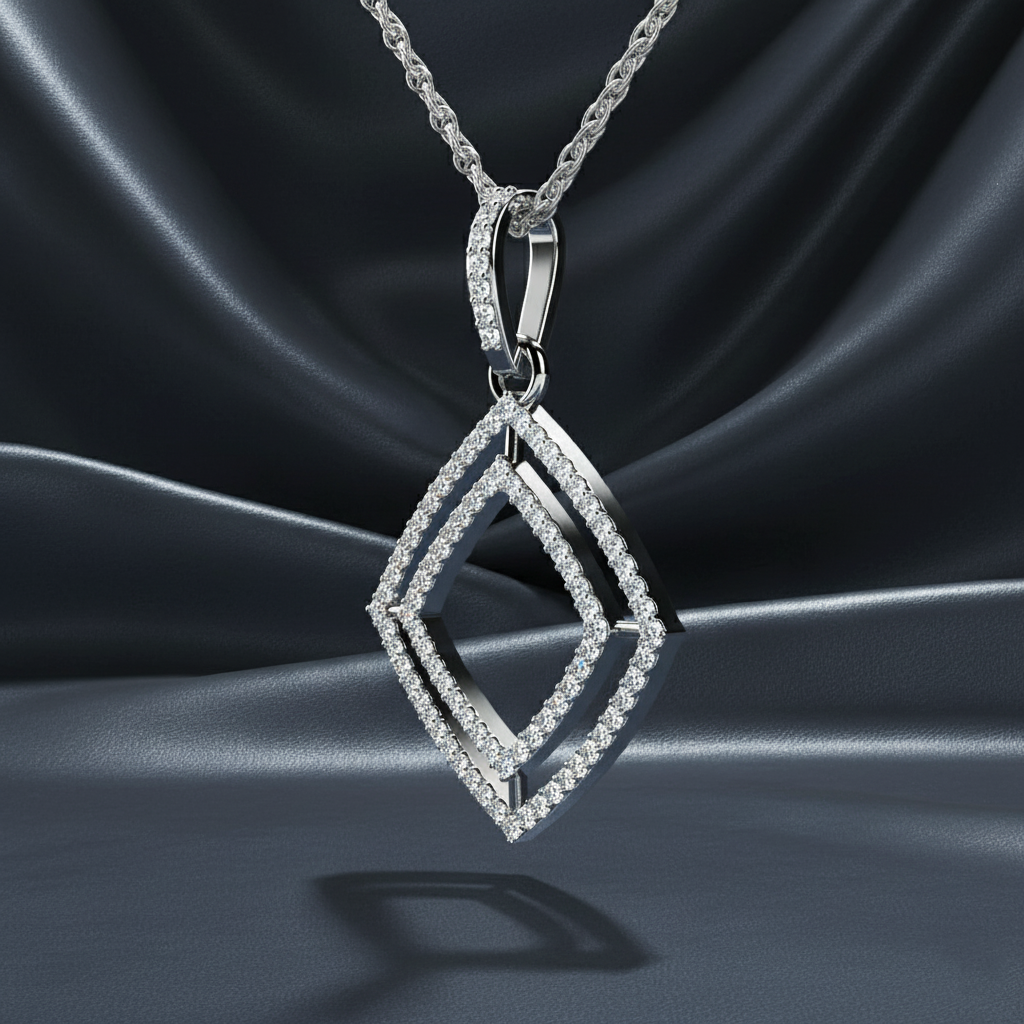 Stylish Geometric Square Shadow Box Pendant