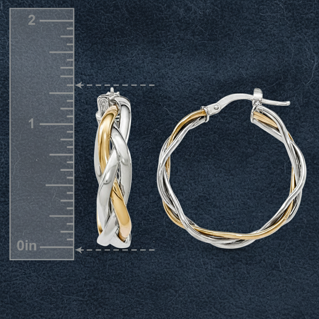Statement Braided Two Tone Hoop Earrings