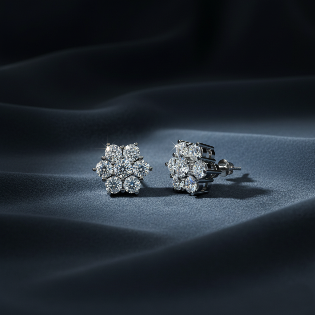 Delightfully Dainty Diamond Flower Stud Earrings
