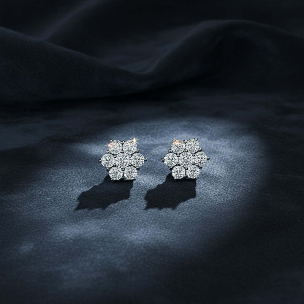 Delightfully Dainty Diamond Flower Stud Earrings
