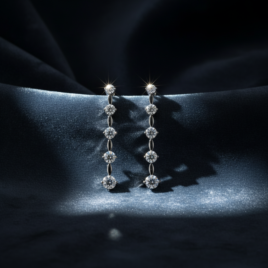 Stunning Five-Stone Diamond Dangle Earrings