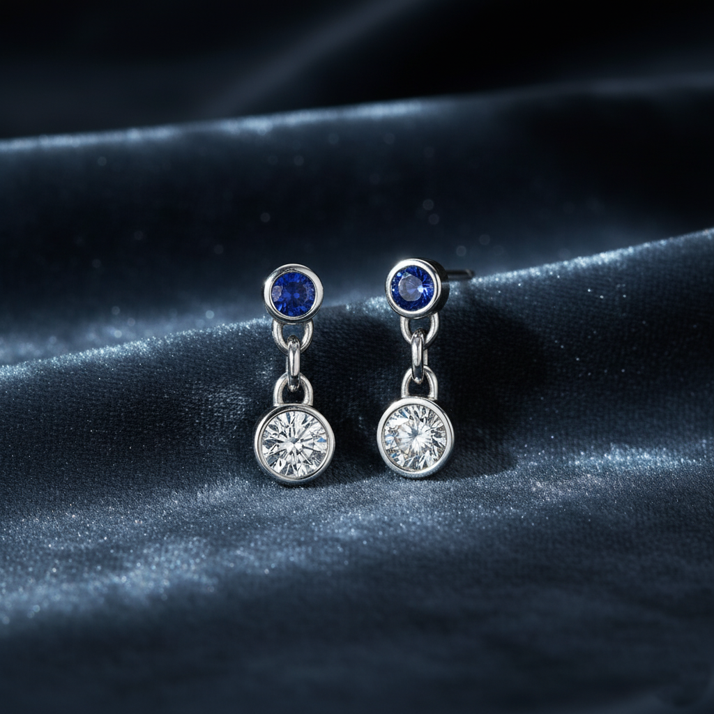 Classic Diamond and Sapphire Drop Earrings