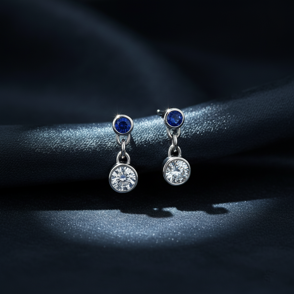 Classic Diamond and Sapphire Drop Earrings