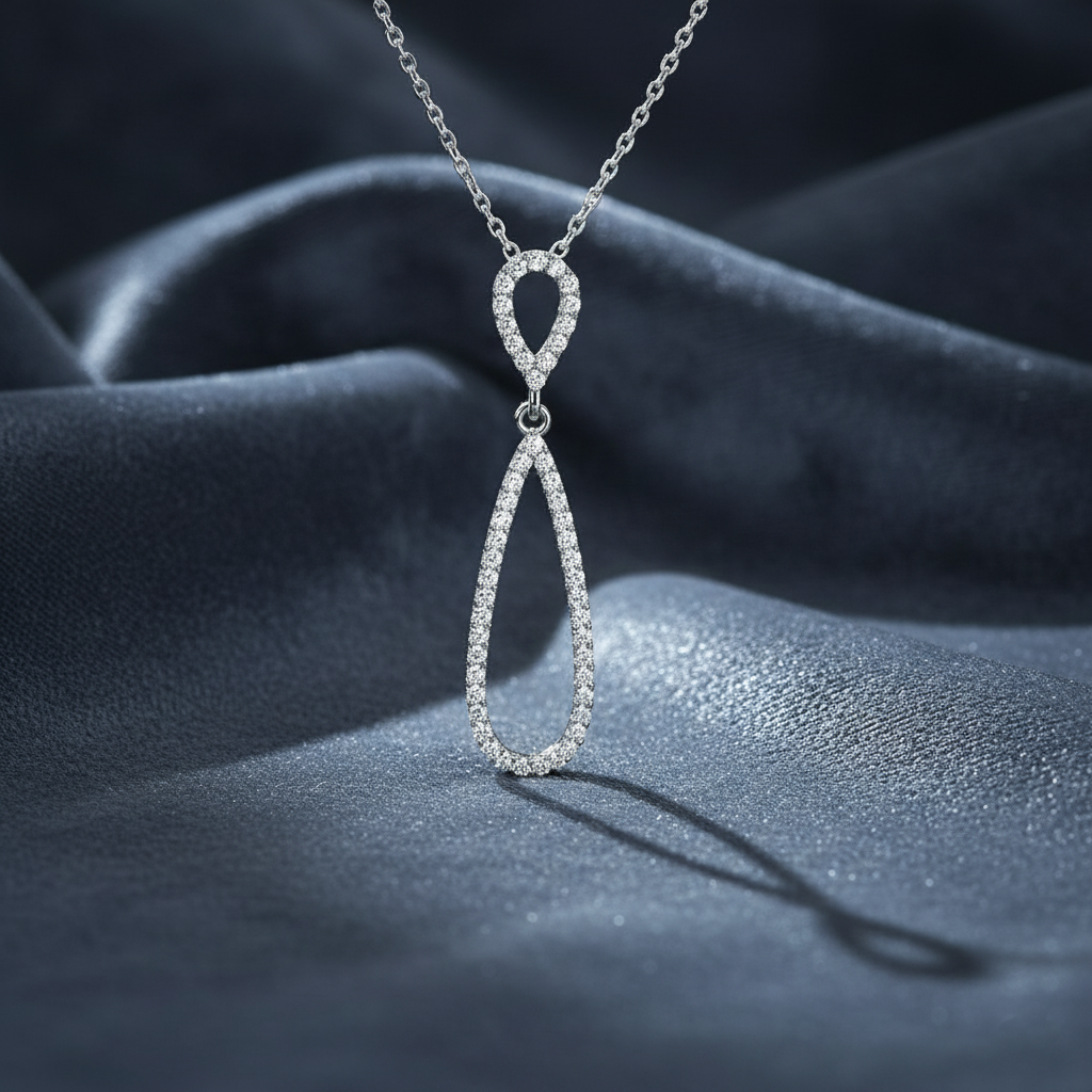 Minimalist Elongated Teardrop Diamond Pendant
