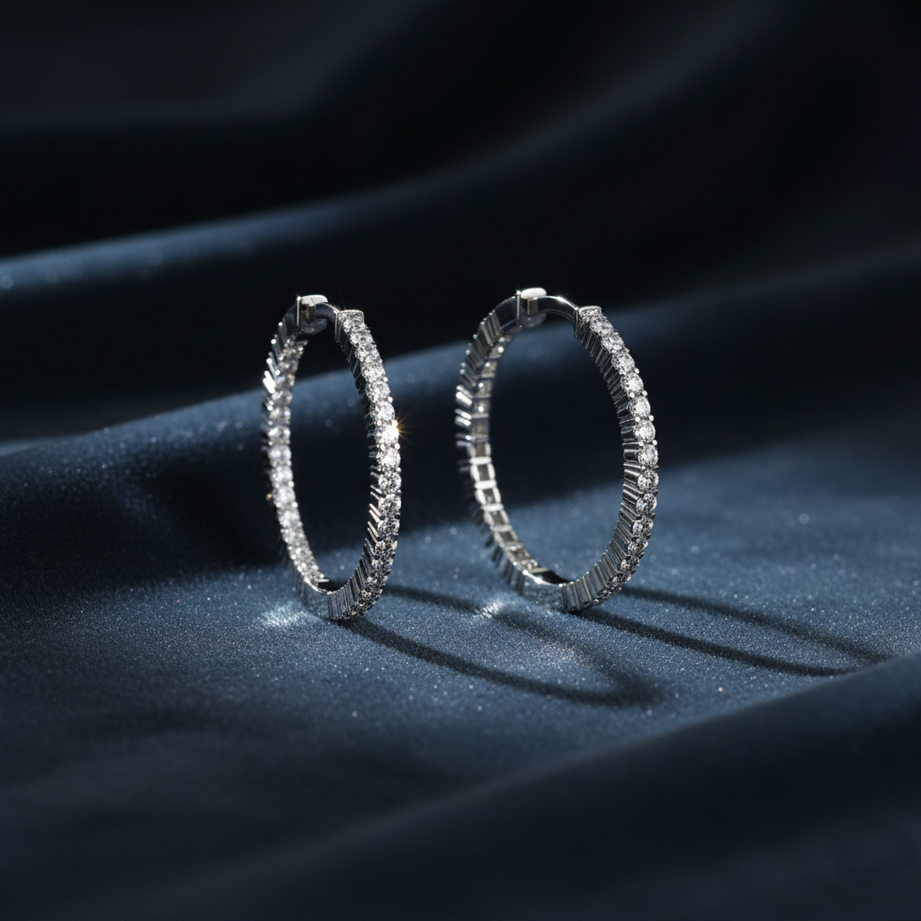 Dazzling Medium Sized Diamond Hoops