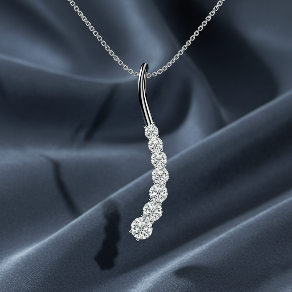 Seven-Stone Swirl Diamond Path Necklace