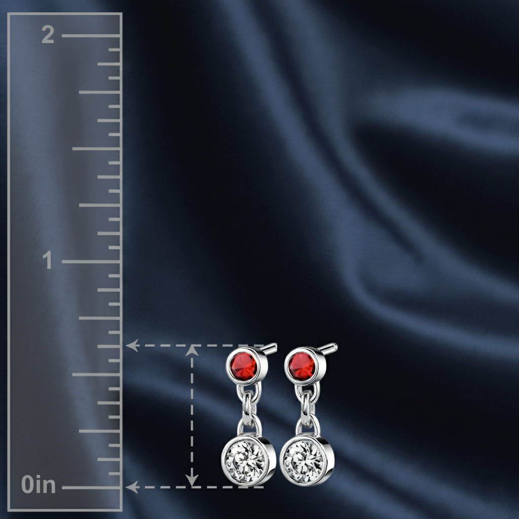Classic Bezel Diamond and Ruby Link Earrings