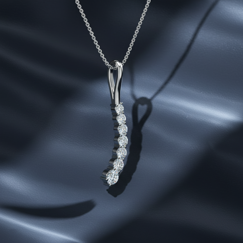 Seven-Stone Swirl Diamond Path Necklace