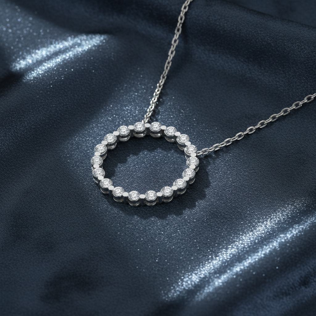 Sparkling Diamond Circle Pendant Necklace