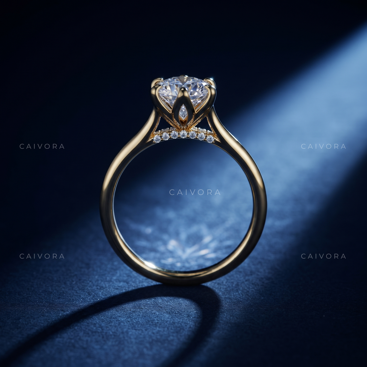 Oval Cut Hidden Halo Pavé Tulip Engagement Ring