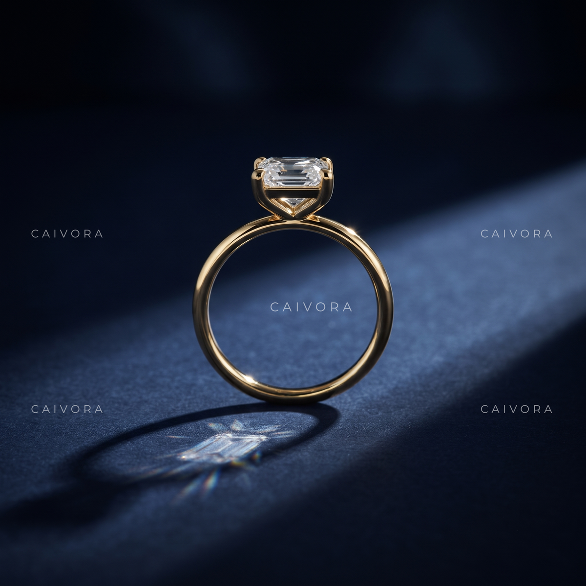 Asscher Cut Four Prong Solitaire Engagement Ring