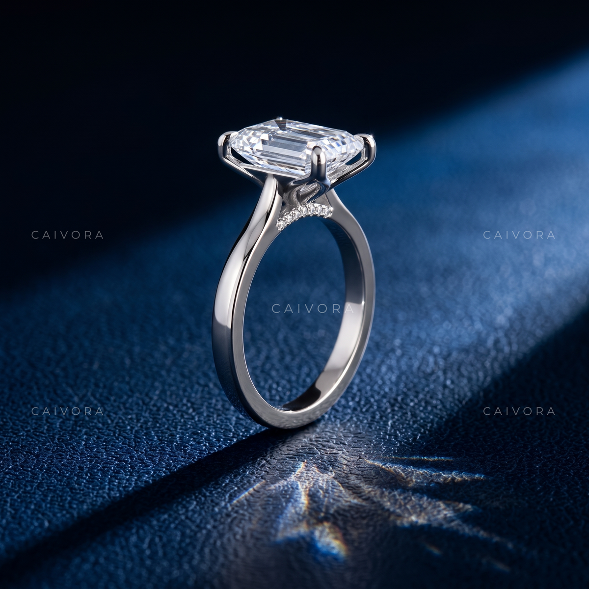 Radiant Cut Hidden Halo Pavé Tulip Engagement Ring