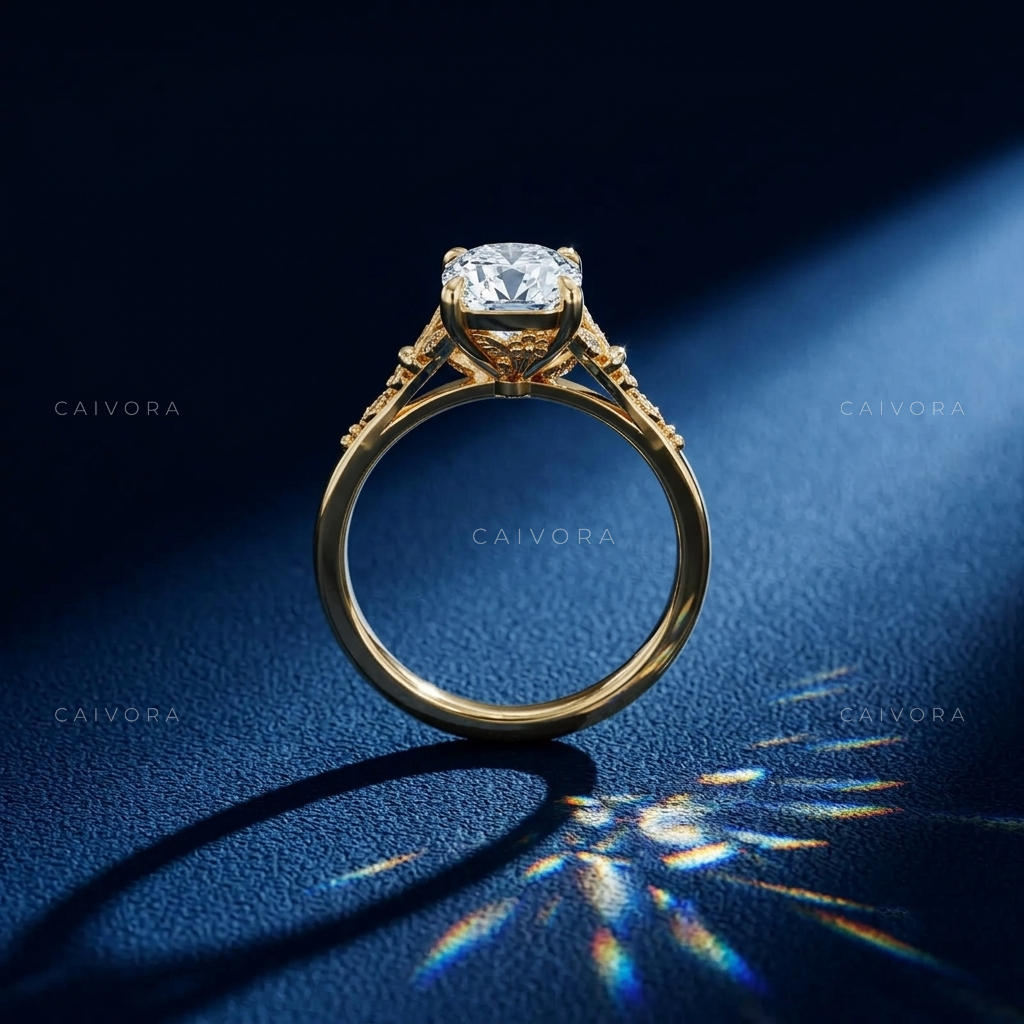Arabella Sculpted Engagement Ring with an Old Mine Cut Diamond