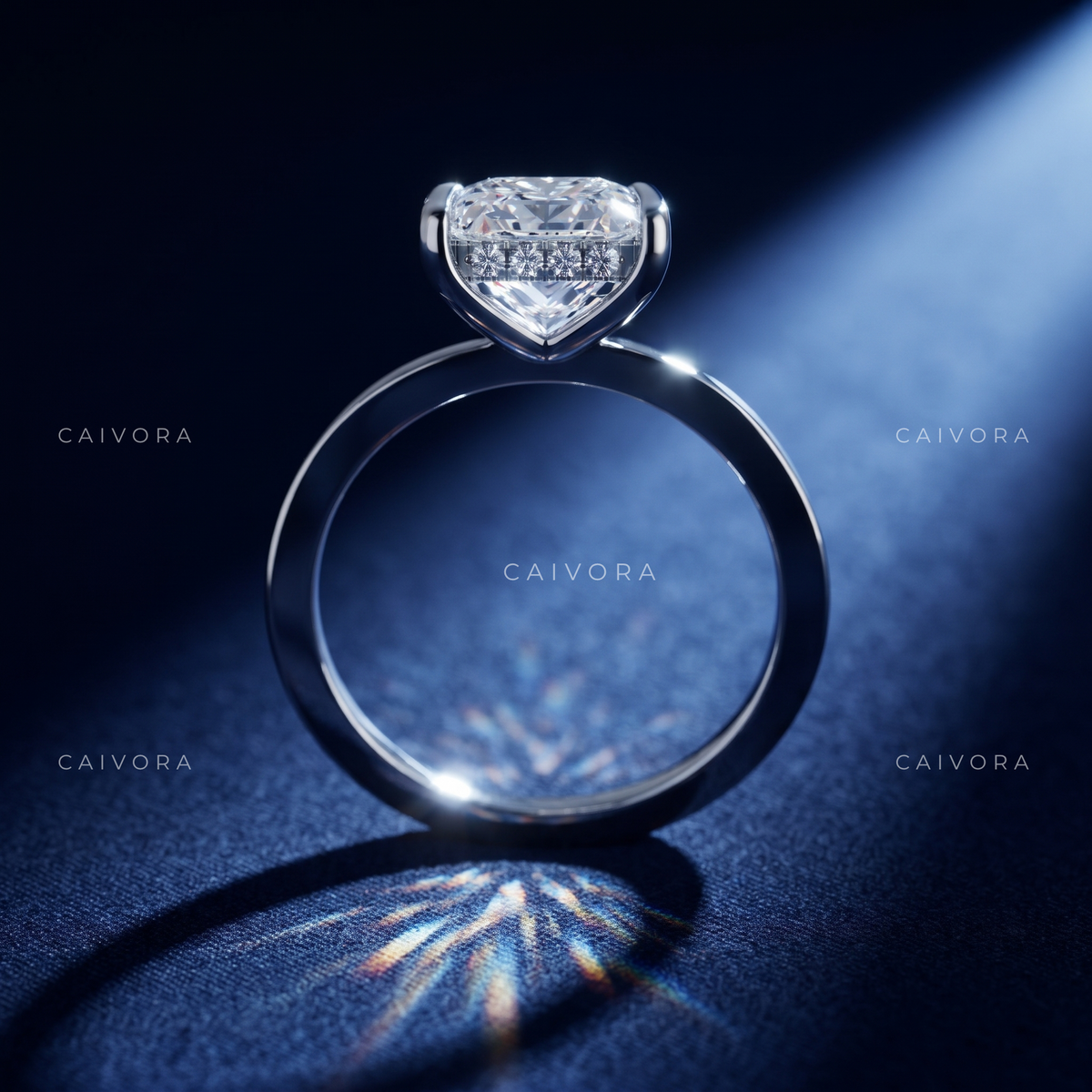 Art Deco Aura Kosina Engagement Ring Showcasing an  Princess Cut Diamond
