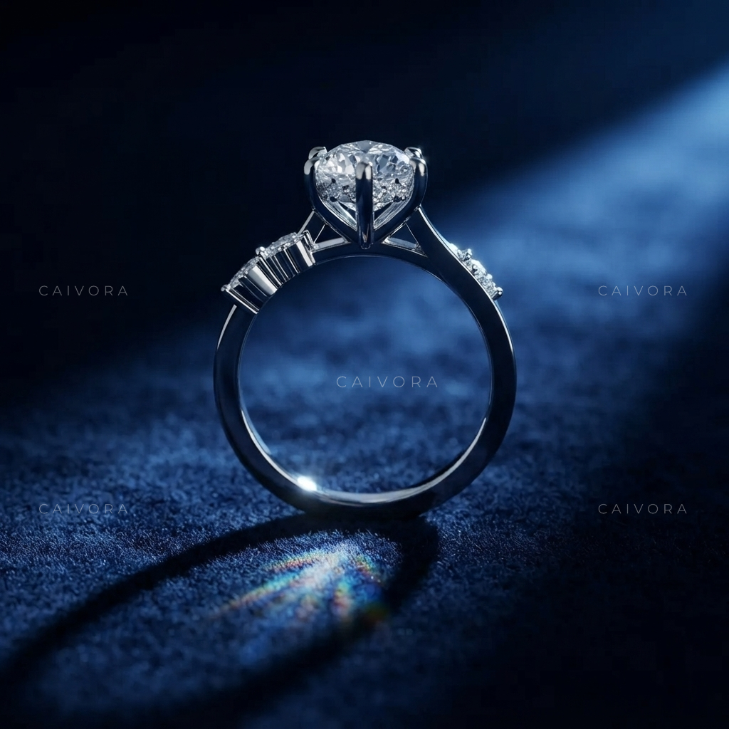 Marquise Cut Diamond Twist Band Engagement Ring