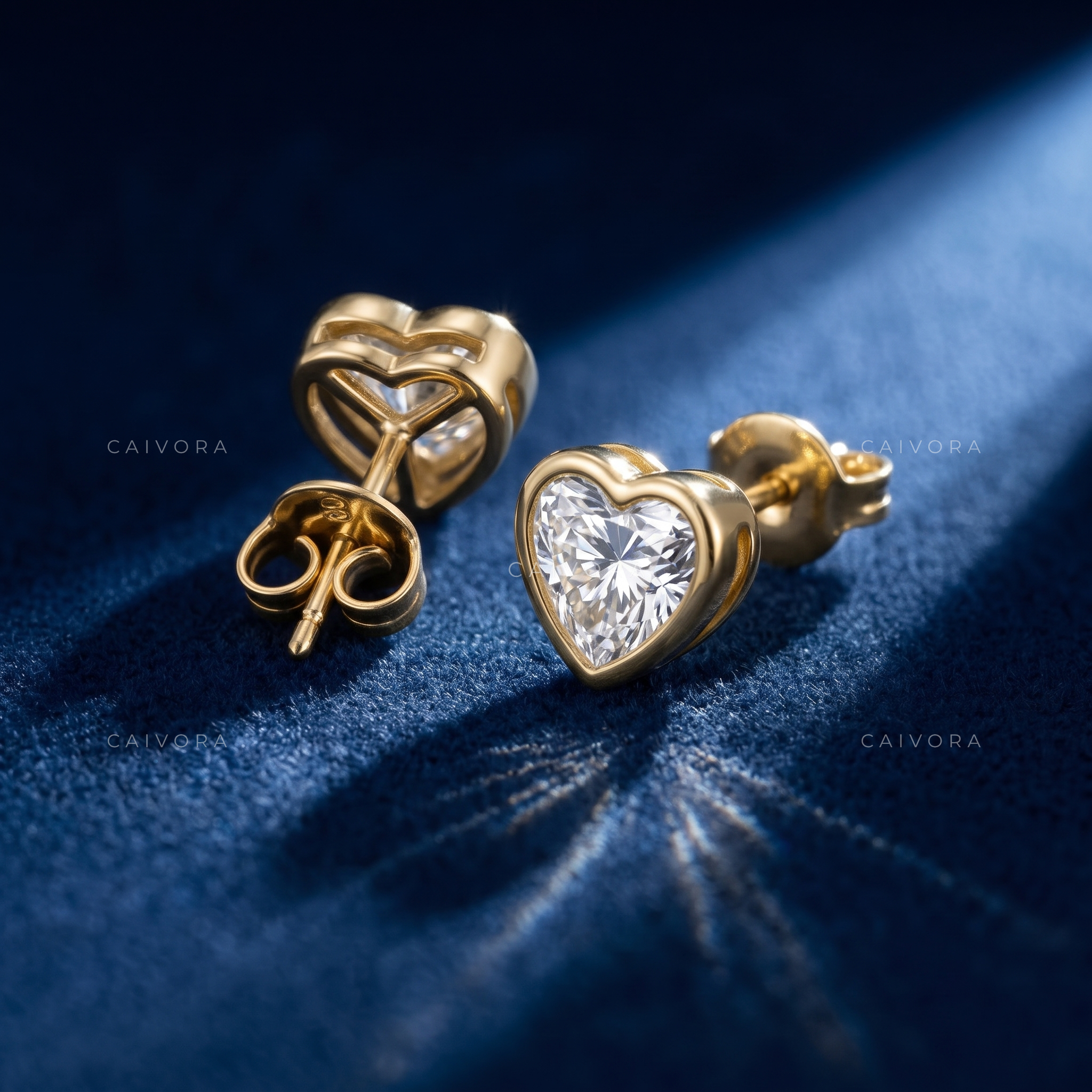 Amora Romantic Bezel Heart Stud Earrings