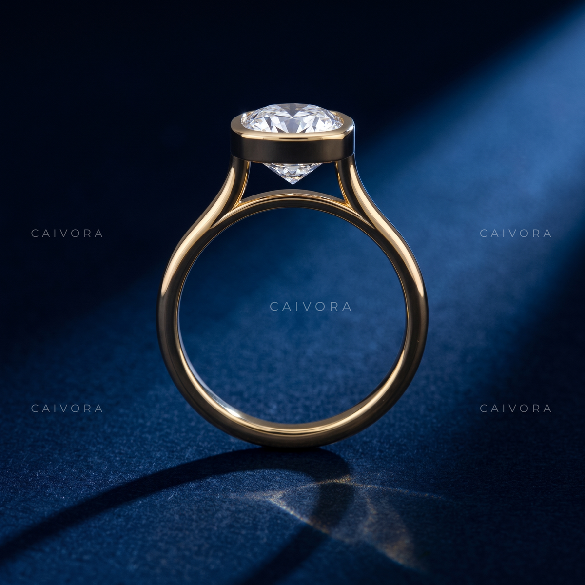 Cushion Cut Modern Bezel Solitaire Ring