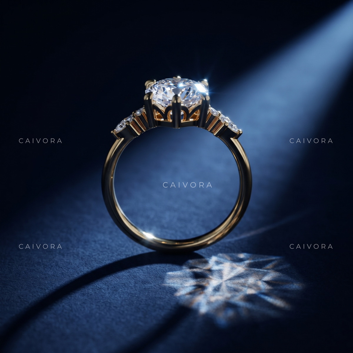 Distinctive Latin-Inspired Engagement Ring Centered on a Hexagon Cut Diamond