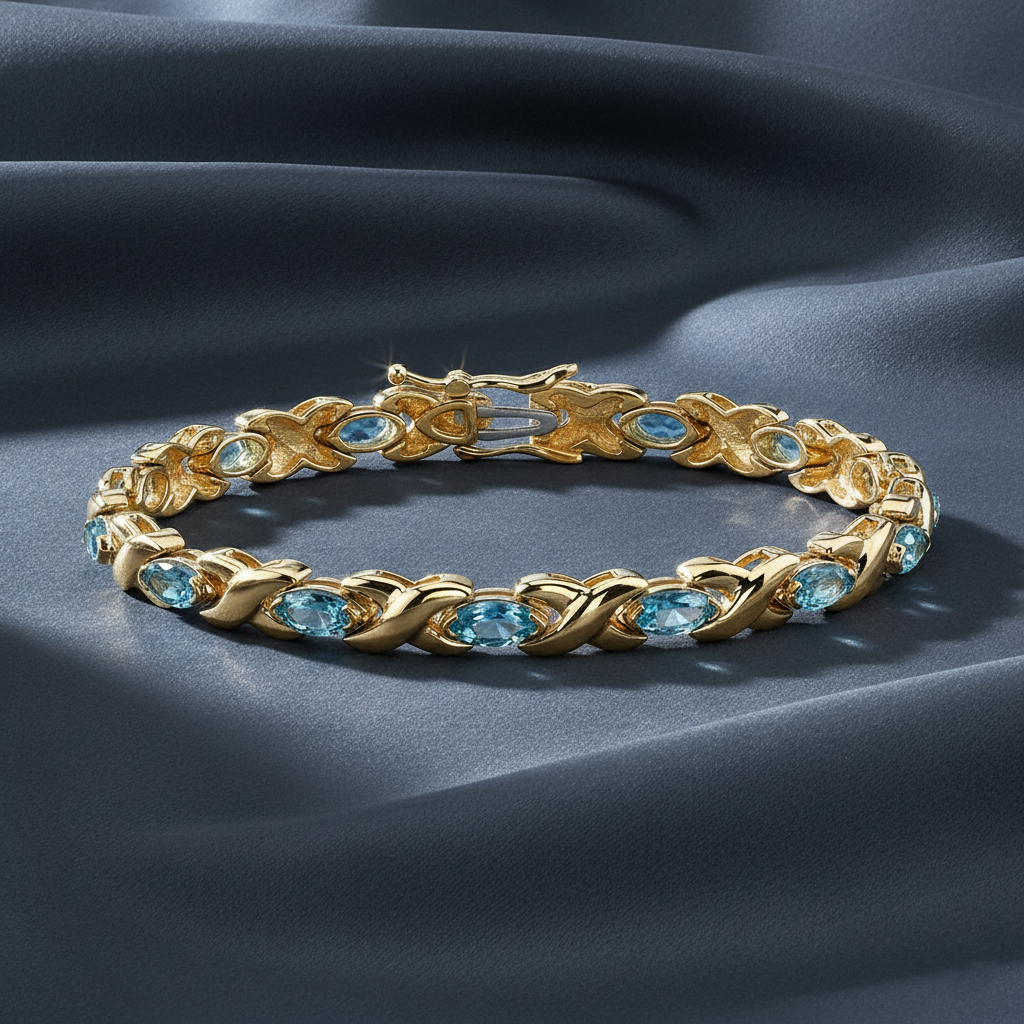Enchanting Swiss Blue Topaz Gemstone Bracelet