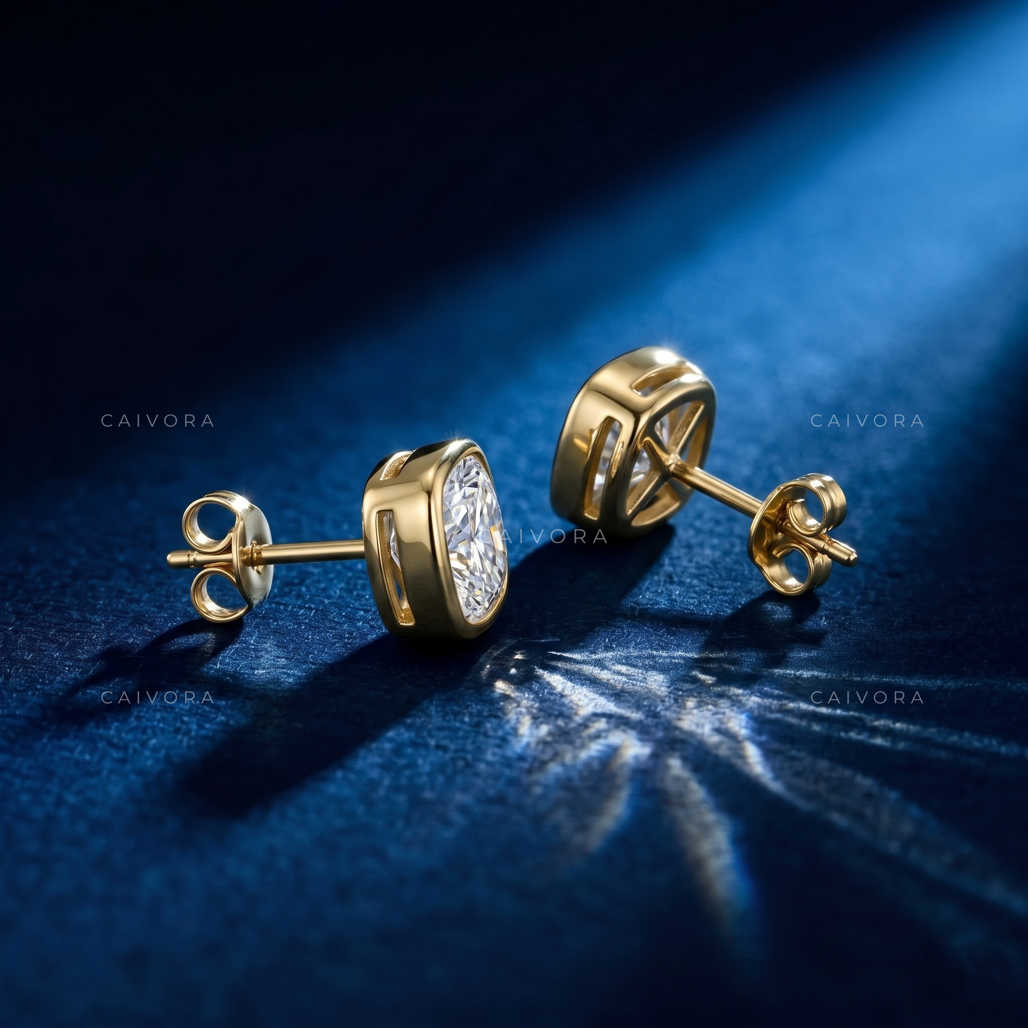 The Cushion Bezel Solitaire Stud Earrings