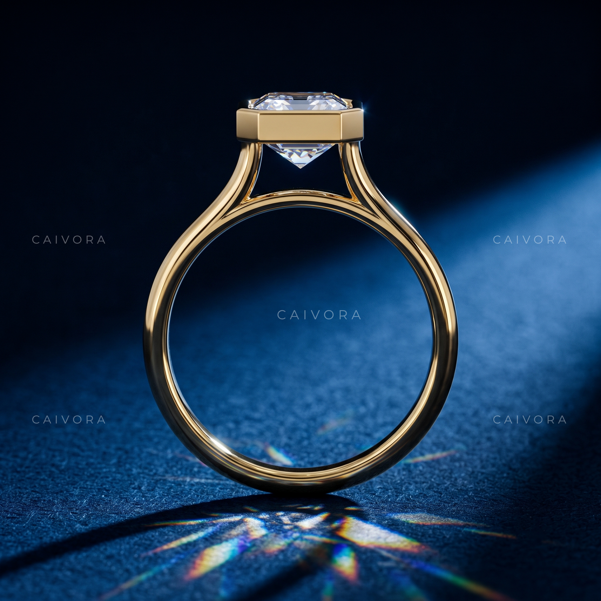 Emerald Cut Modern Bezel Engagement Ring