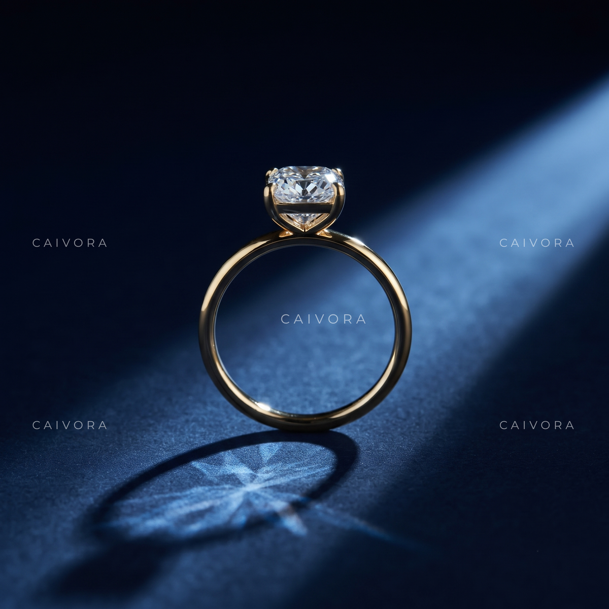 Square Cushion Cut Four Prong Solitaire Engagement Ring