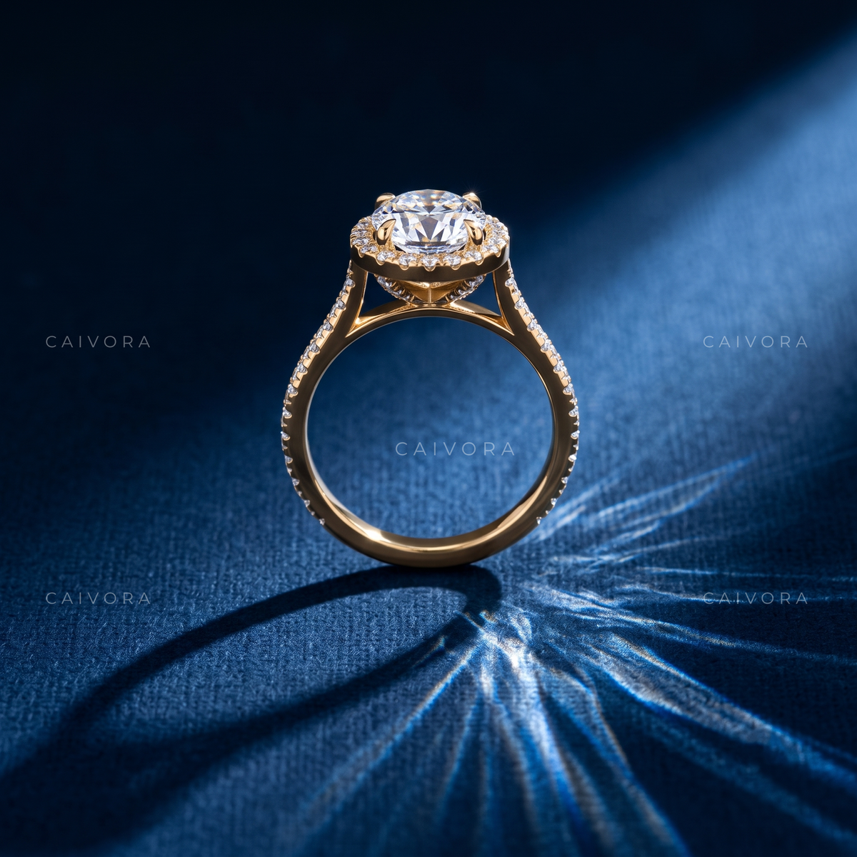 Timeless Halo Engagement Ring with Cushion Diamond & Pavé Accents
