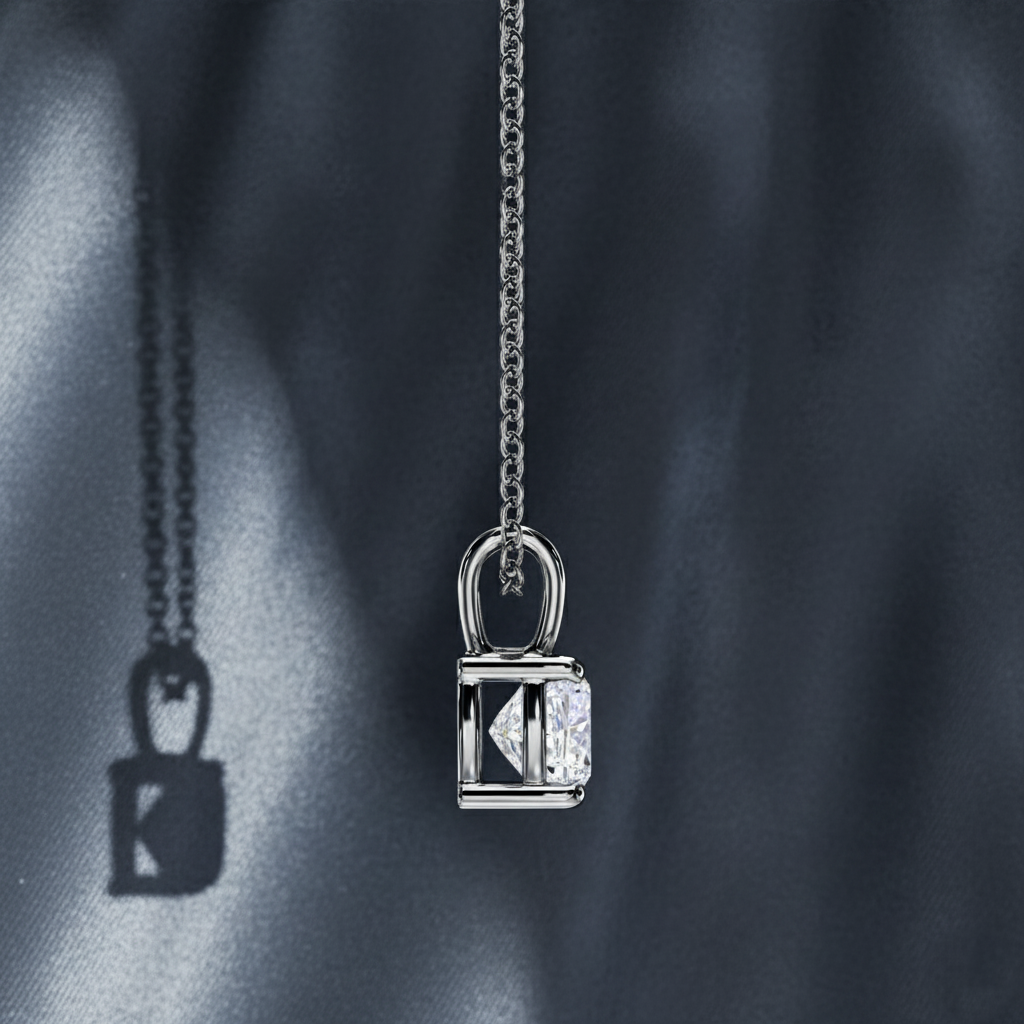 Modern Cushion Cut Lab Diamond Solitaire Necklace