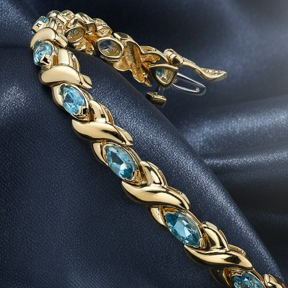 Enchanting Swiss Blue Topaz Gemstone Bracelet