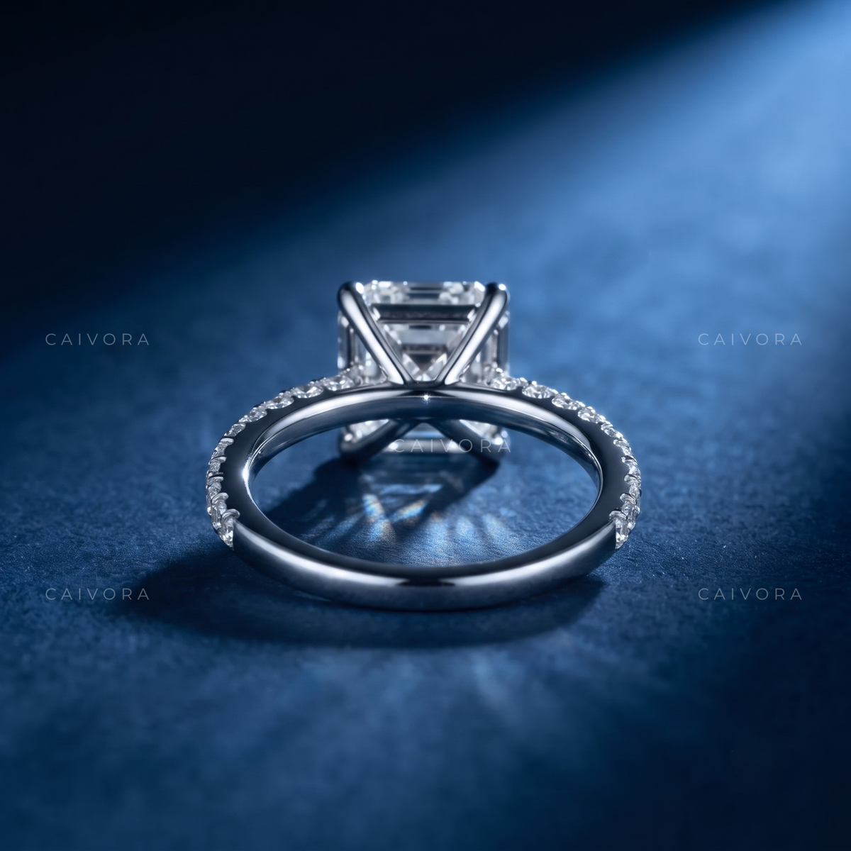 Asscher Cut Vintage Pave Diamond Engagement Ring