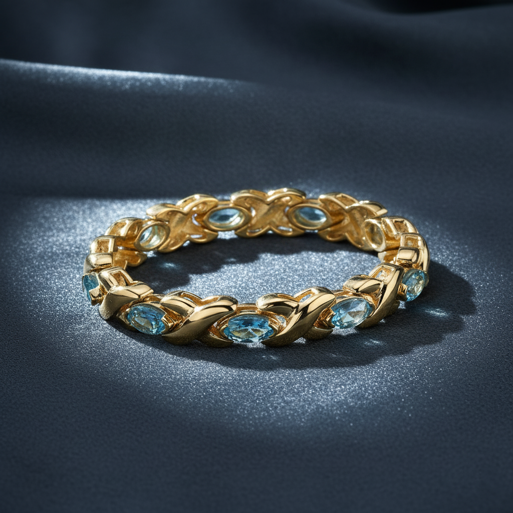 Enchanting Swiss Blue Topaz Gemstone Bracelet