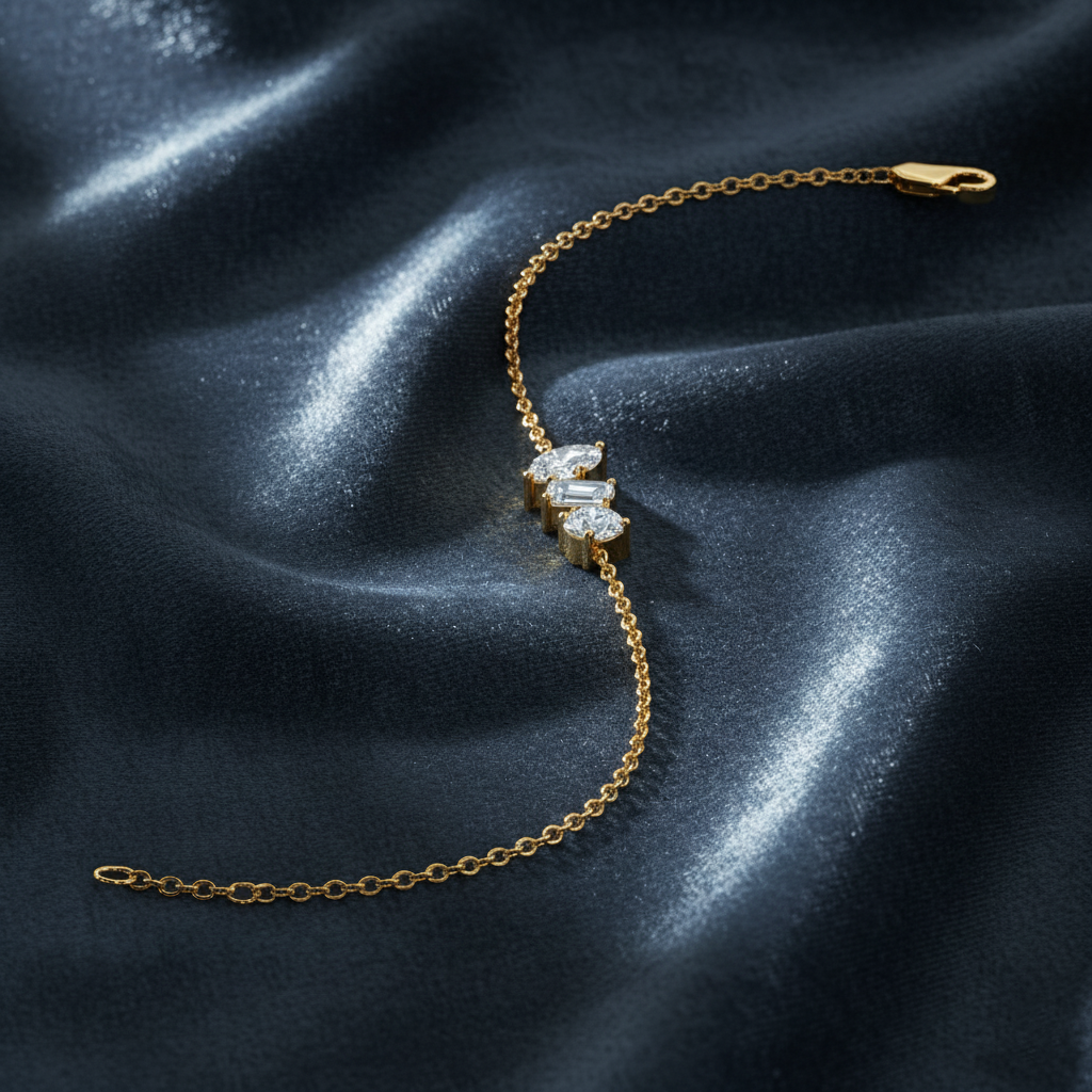 Modern Three Stone Mixed Shape Lab Diamond Bracelet