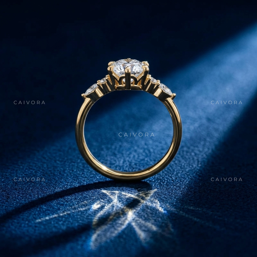 Elegant Triana Engagement Ring with a Marquise Cut Center Diamond