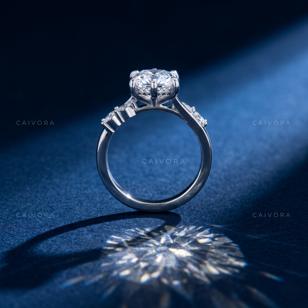 Twisted Band Engagement Ring with a Distinctive Hexagon Cut Diamond