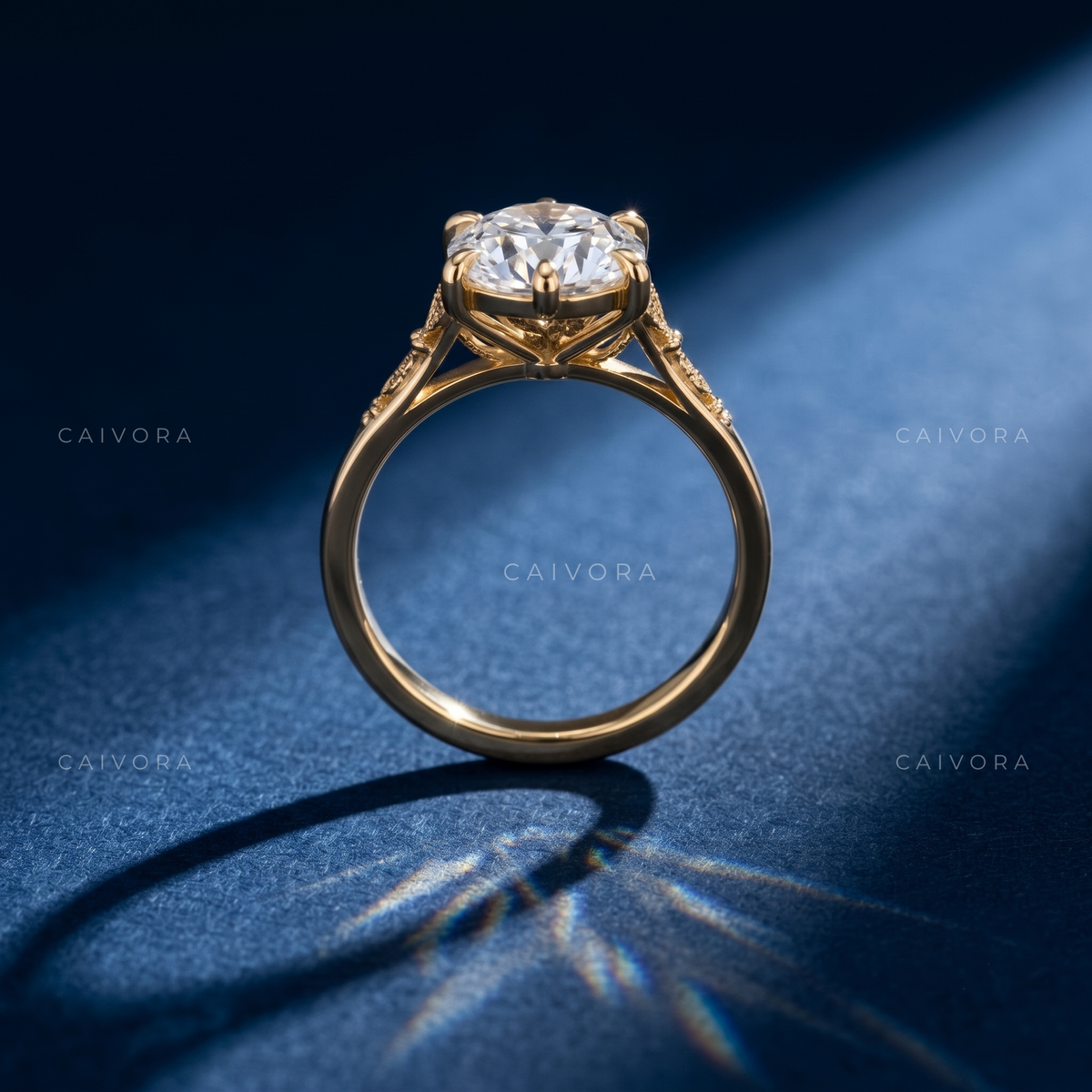 Celestine Round Diamond Architectural Engagement Ring