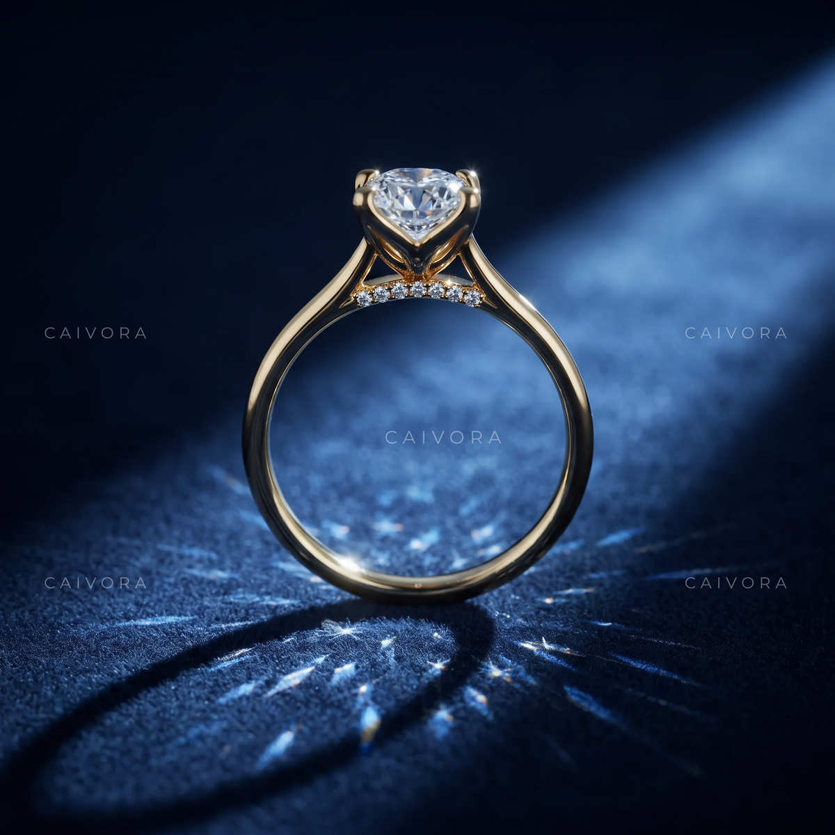 Old Mine Cut Hidden Halo Pavé Tulip Engagement Ring