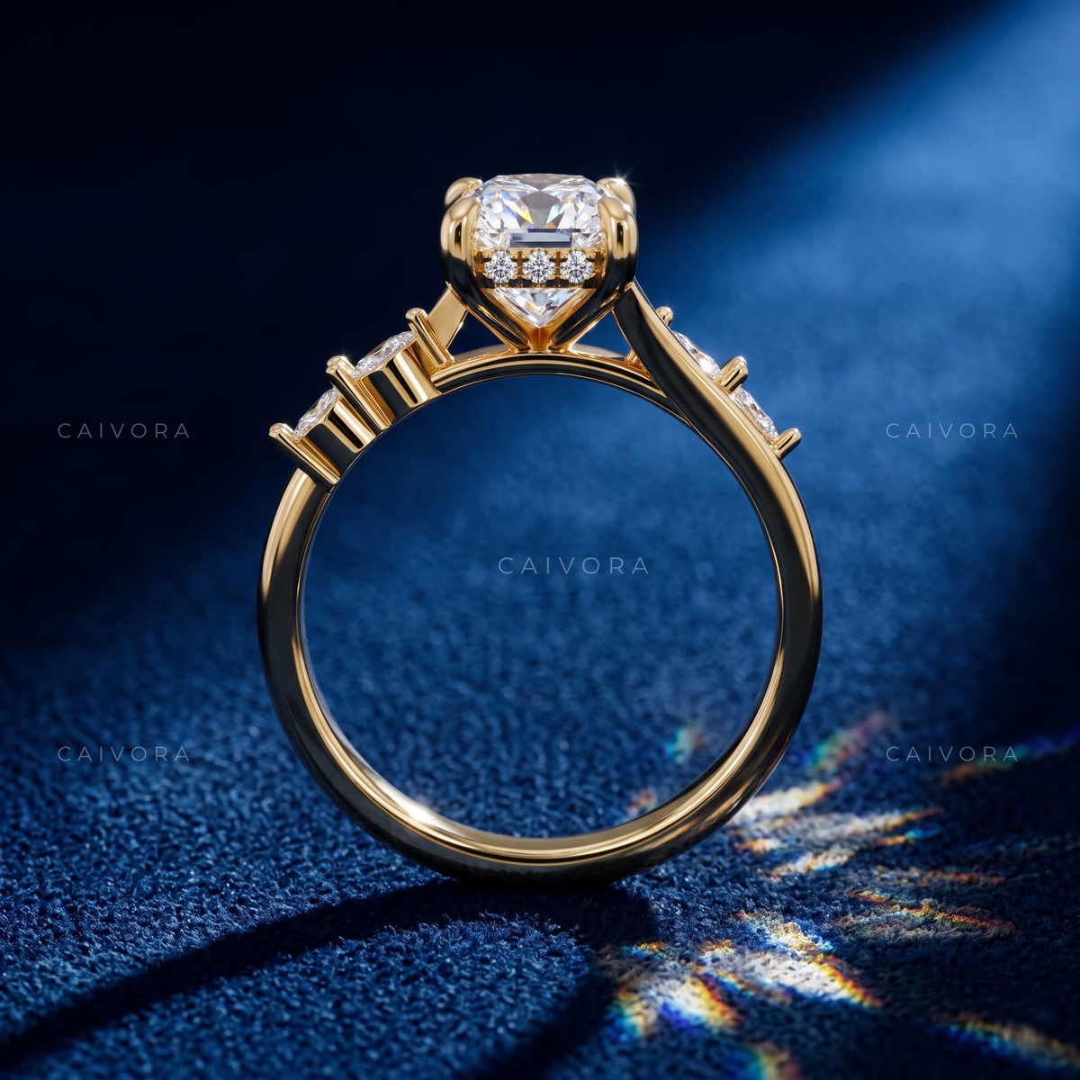 Elegant Twist Band Engagement Ring with Cushion Cut Diamond