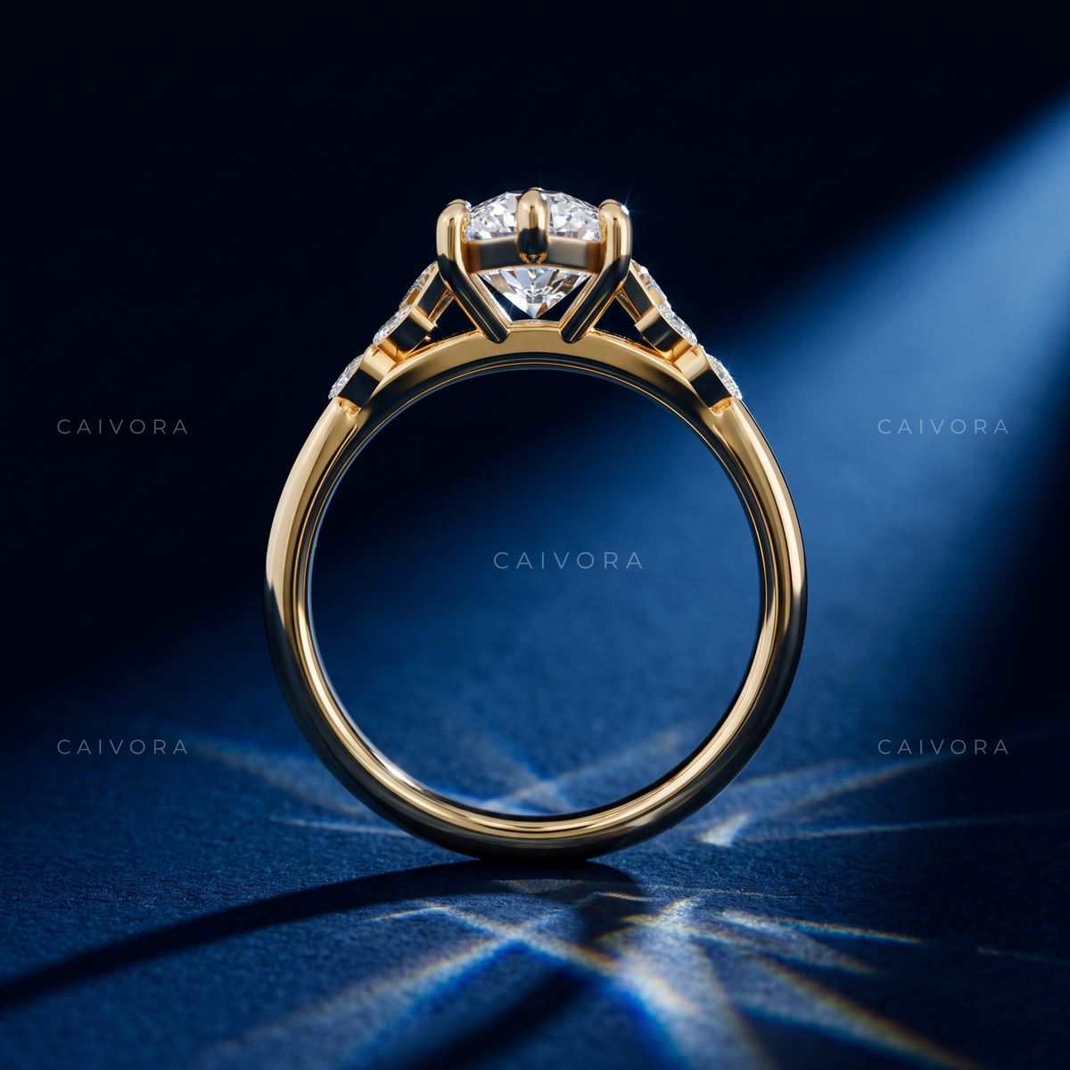Marquise Cut Floral Engagement Ring with Diamond Accents