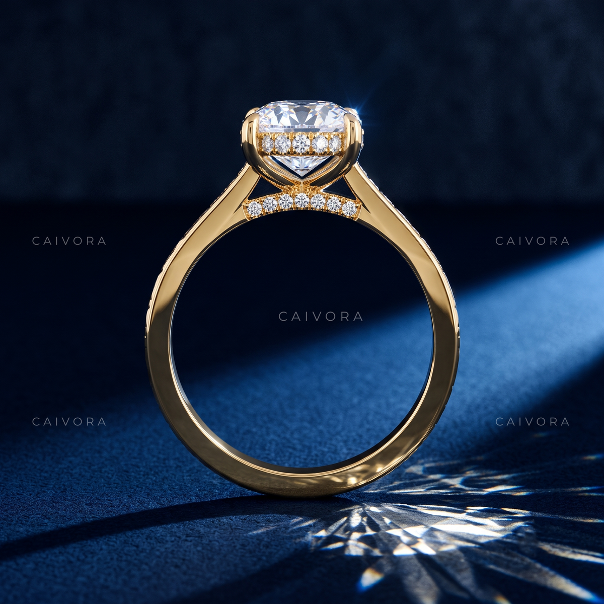 Oval Diamond Modern Architectural Engagement Ring